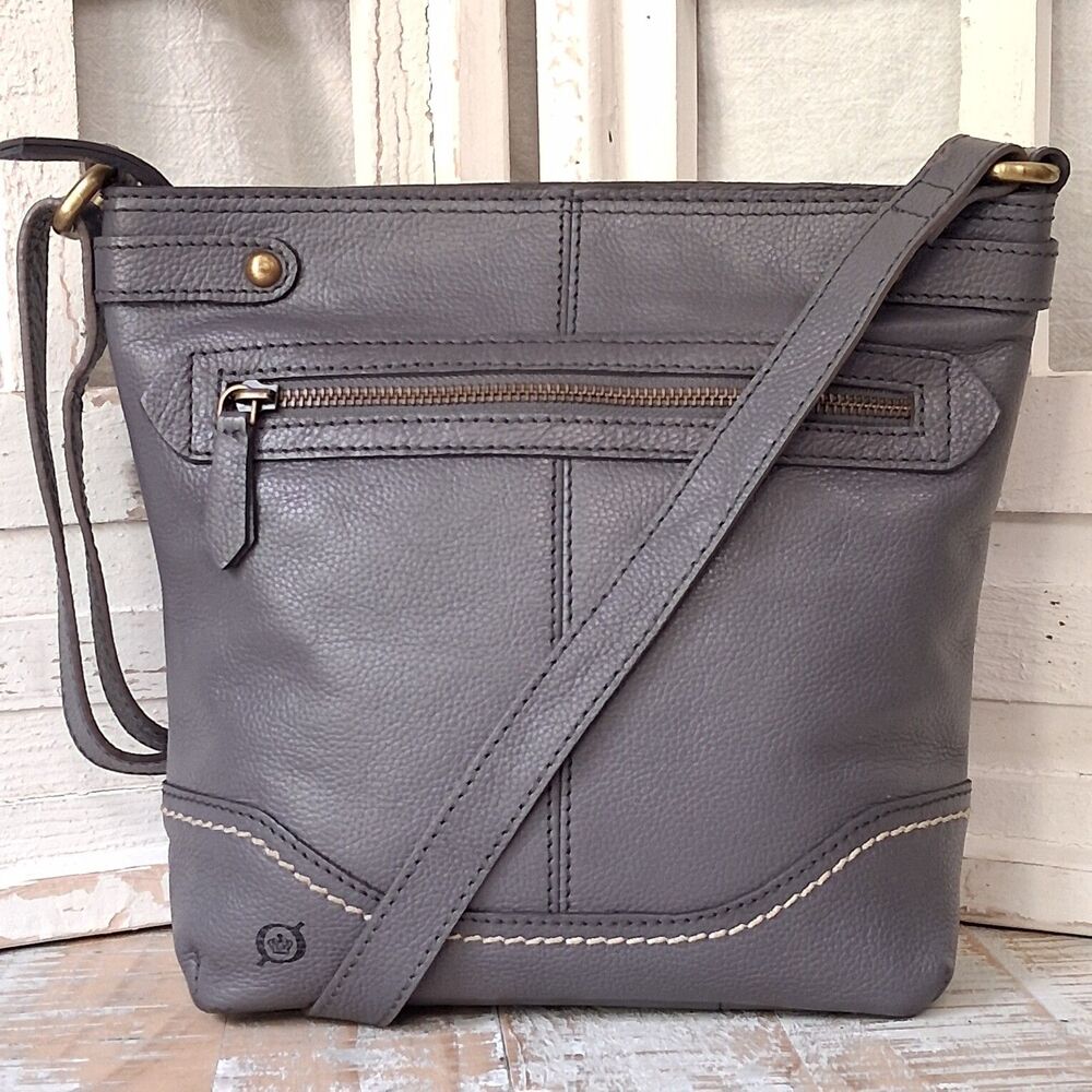 Born Izabel Grey Leather Crossbody Bag Purse Boho Casual Gorpcore Minimalist